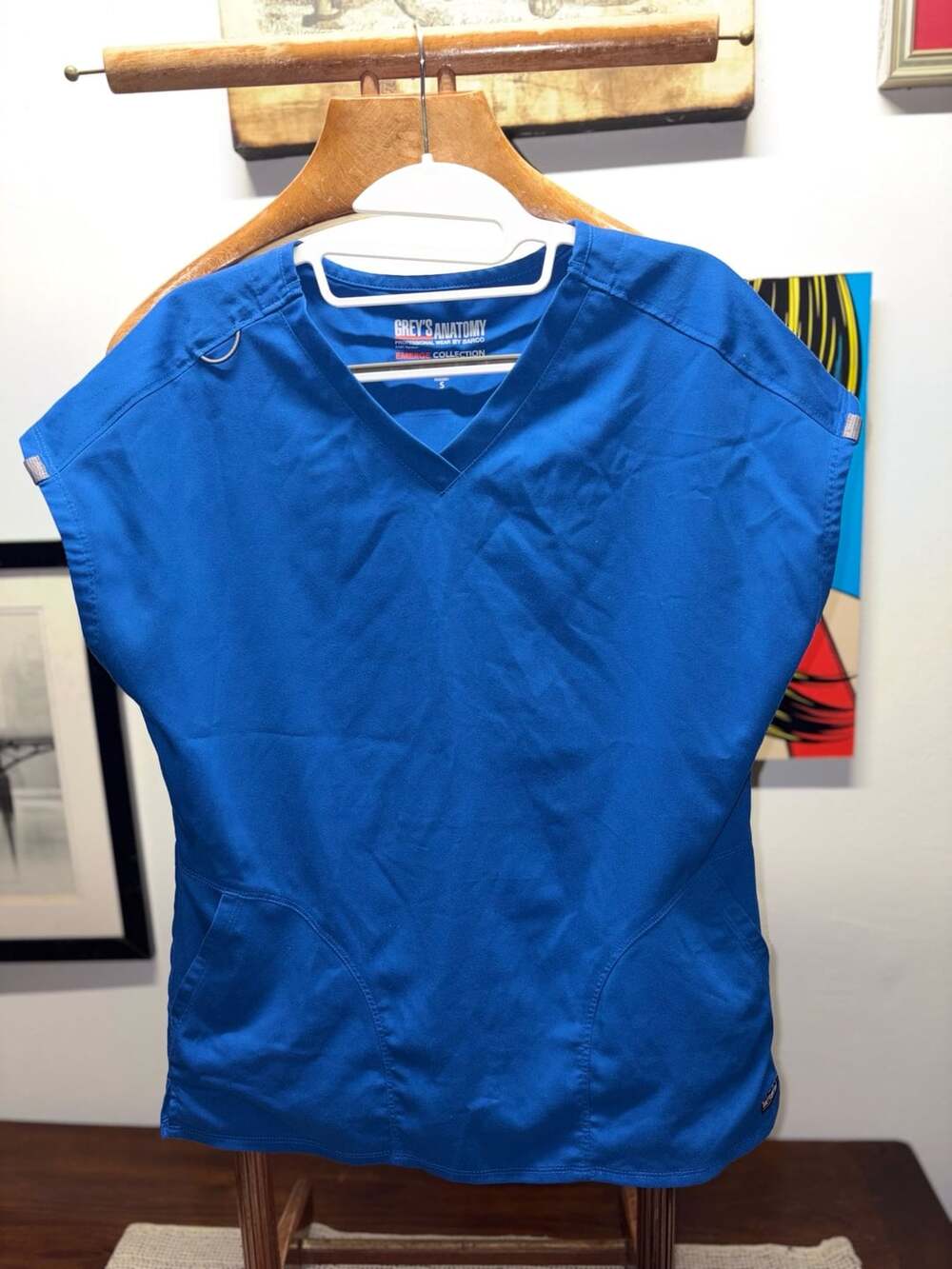 Grey's Anatomy Emerge Collection Scrub Top Size S Blue V-Neck
